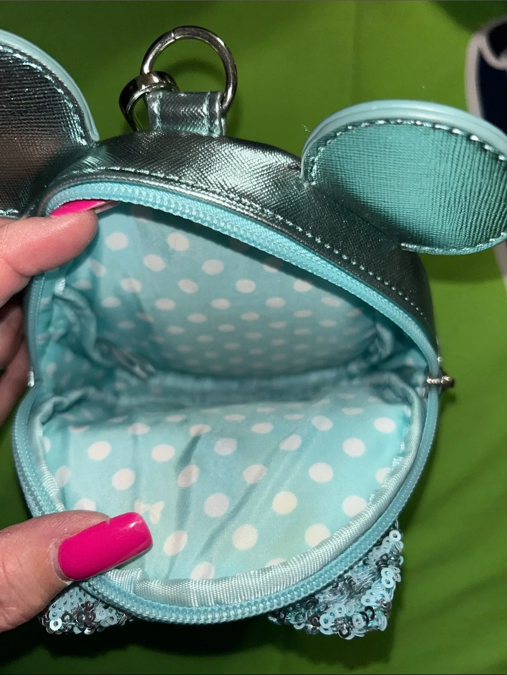 Loungefly Metallic Silver Mickey Ear Mini Backpack Crossbody